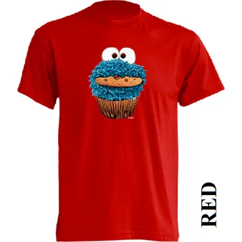 Chlapecké tričko detske-levne-bavlnene-tricko-potisk-cookie-monster Barva: Red - červená, velikost: 92