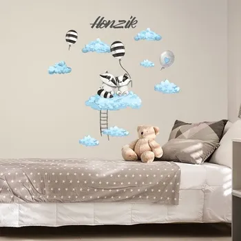 Samolepící dekorace Nálepky na zeď mývalové na mráčku modrá | Plotbase s.r.o. 50x120cm