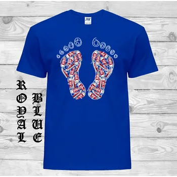 detske-levne-bavlnene-tricko-potisk-stopy-tenisky Barva: Royal blue - královsky modrá, velikost: 116