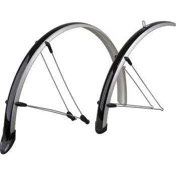 Blatník na kolo Sada blatníků treking plast se zástěrkou černo stříbrná