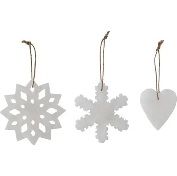 Vánoční dekorace Vánoční ozdoby Alabaster White - set 3 ks