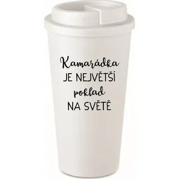 Termohrnek KAMARÁDKA JE NEJVĚTŠÍ POKLAD NA SVĚTĚ - bílý termohrnek 475 ml