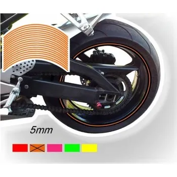 samolepka Fluorescentní proužky na ráfky motocyklu šířka 5 mm různé barvy a velikosti ráfku
