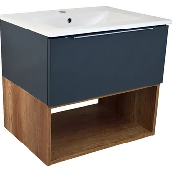 Koupelnový nábytek A - Interiéry Skříňka s umyvadlem Noel 60 A antracit lak/dub country, 61,5x56,4x47