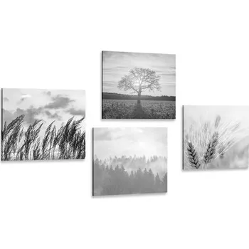 Obraz Dovido Set obrazů kouzlo černobílé krajiny
