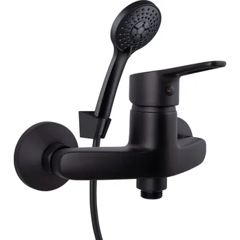 Vodovodní baterie Rubineta Uno New Nástěnná sprchová baterie, 150 mm, černá, OLBAUN12KBNEW