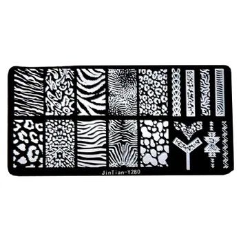 Zdobení na nehty - Velká razítkovací destička leopard Y-280