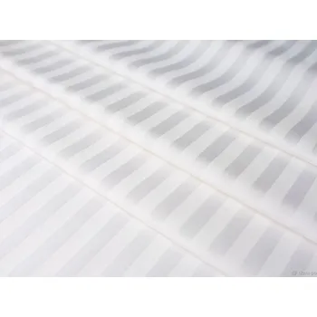 Mirtex Látka CVC SATEEN 150/100 Bílá 10mm hotelový pruh šíře 285cm