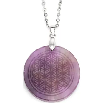Náhrdelník Ametystový medailonek s květem života - náhrdelník