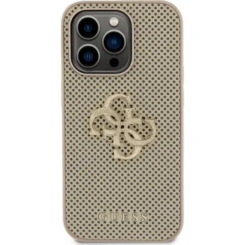Pouzdro na mobilní telefon Guess PU Perforated 4G Glitter Metal Logo kryt pro iPhone 15 Pro Barva: Zlatá
