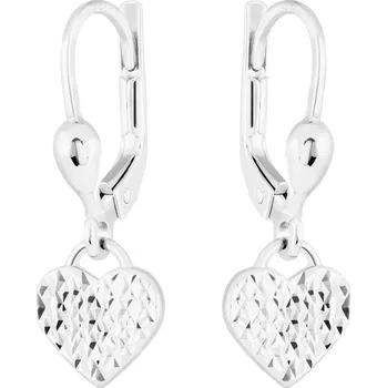 Náušnice GEMMAX Visací náušnice srdíčka z bílého zlata – zlatý šperk ryzosti 585/1000 v Dárkovém balení s Certifikátem GLEWN-02352