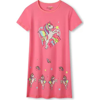 Dívčí noční košile - KUGO MN1766, tmavší růžová Barva: Růžová tmavší, Velikost: 104