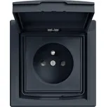 Asfora zásuvka 1-násobná s clonkami IP44 Antracit