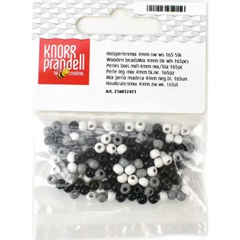 Dětské navlékací korálky Dřevěné korálky 4 mm, černo-bílý mix, 165 ks