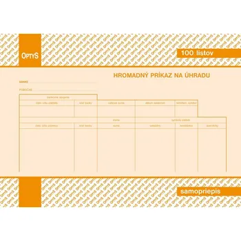 Tiskopis Hromadný príkaz na úhradu A5, samoprepis, 100 listov, Slovensko