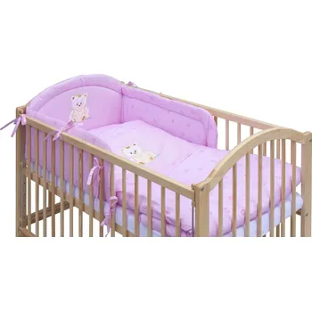 Dětská postýlka Dětská postýlka s kompletní výbavou Scarlett 120 x 60 cm - Méďa - růžová