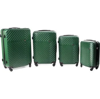 Zelená sada 4 pevných plastových kufrů "Waves" - vel. M, L, XL, XXL