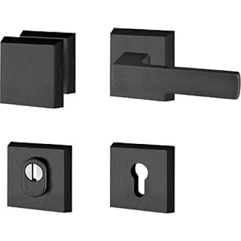 Dveřní kování Bezpečnostní kování COBRA MARS-S+ s překrytkou (ČERNÁ), klika oboustranná/koule, Otvor na cylindrickou vložku PZ, COBRA ČERNÁ