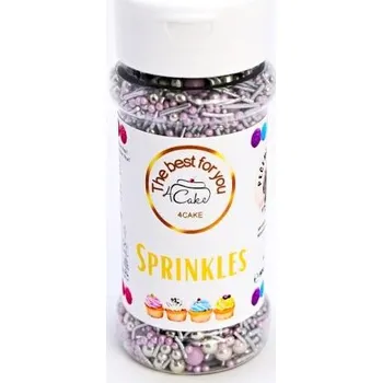 Jedlá dekorace na dort Dortisimo 4Cake Cukrové zdobení stříbrné a fialové Lavender Pearl (90 g) Besky edice