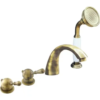 Vodovodní baterie RAV LABE Baterie vanová stojánková čtyřotvorová s ker.přepínačem – stará mosaz L069.5PSM