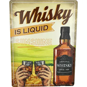 Plechová cedule DODINO Plechová cedule Whisky Is Liquid Sunshine 30 x 40 cm