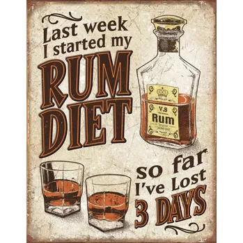 Plechová cedule D.E. metal signs Plechová cedule Rum Diet 32 cm x 40 cm