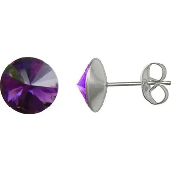 Náušnice Ocelové náušnice 8mm, AMETHYST