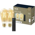 WiZ SET 2x LED žárovka E27 ST64 Filmant amber 6,7W (50W) 640lm 2000-5000K IP20, stmívatelné +ovladač