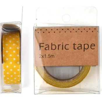 Lepicí páska, textil, žlutá s puntíky, 1,5 cm, 2 m