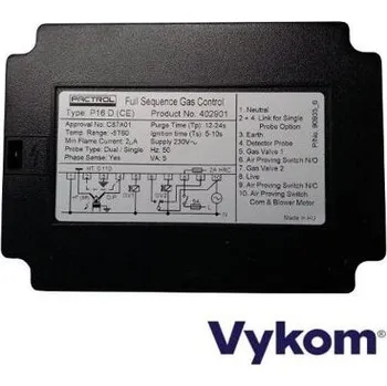 Příslušenství ke kotli Řídící a zapalovací automatika Pactrol P16D, Tp 12-24s, Ts 5-10s, kód: 402901