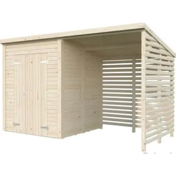 Zahradní domek Zahradní domek s dřevníkem 16 m LEIF 187X377 (Zahradní domek se stěnovicí 16 mm )