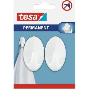 Věšák Háčky "66603", bílá, samolepicí, velikost L, ovál, TESA