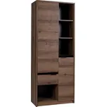 Policový regál DENVER - dub monastery / černý lesk