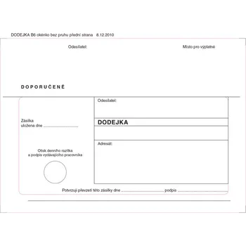 Obálka Obálky B6 s dodejkou, vytrhovací okénko - bílá / 1000 ks