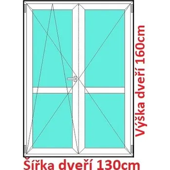 Okno Soft Dvoukřídlé balkonové dveře s příčkou 130x160 cm, otevíravé a sklopné