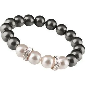 Náramek Náramek, z černo-bílých SWAROVSKI perel, s rondella krystalem, 10 mm, ART CRYSTELLA 1831XGY082M