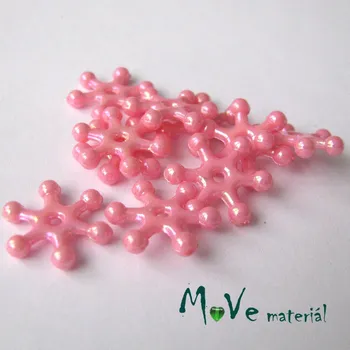 Dětské navlékací korálky Plastový mezikus - hvězdička, 10kusů, sv. růžová