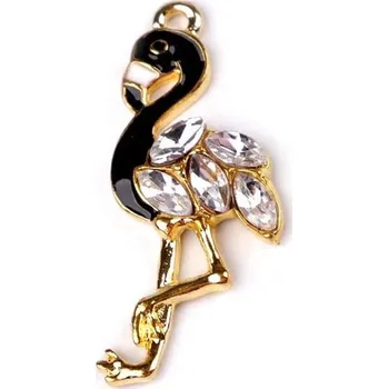 Přívěsek plameňák s broušenými kamínky 14x32 mm