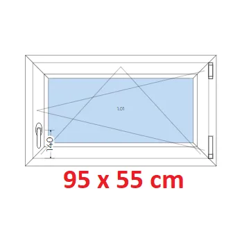 Okno Soft Plastové okno 95x55 cm, otevíravé a sklopné