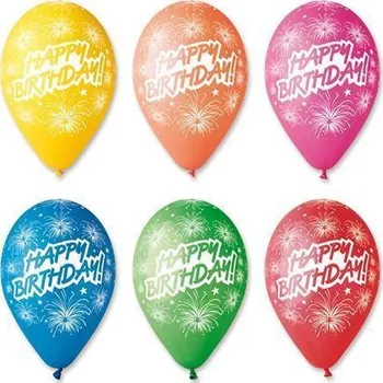 Balónek Balónek, Happy Birthday, ohňostroj, 30 cm