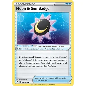 Sběratelská karetní hra Pokémon karta Moon & Sun Badge 151/203