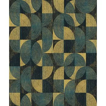 Tapeta Tyrkysovo-zlatá geometrická vliesová tapeta na zeď, SPI001, Spirit of Nature, Khroma by Masureel