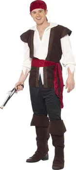 Karnevalový kostým Smiffys Kostým Pirát červený/hnědý s šátkem M