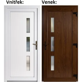 Vchodové dveře Plastové vchodové dveře Soft Venus, Zlatý dub/bílá, 100x210 cm, pravé, otevírání VEN