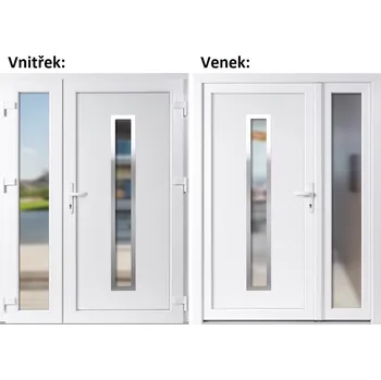 Vchodové dveře Dvoukřídlé vchodové dveře plastové Soft Hana Inox+Sklo Nisip, Bílá/bílá, 130x200 cm, pravé