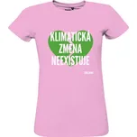 Tričko s potiskem 100% bio tričko Klimatická změna neexistuje – růžová, dámské dámské
