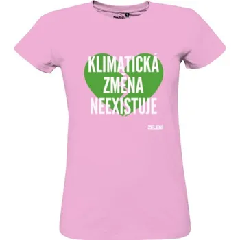 Dámské tričko Tričko s potiskem 100% bio tričko Klimatická změna neexistuje – růžová, dámské dámské