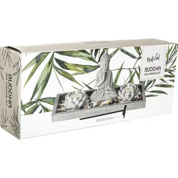 Svícen Budha/svícen cement sada šedý 30x12x14 cm