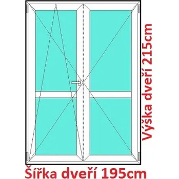Okno Soft Dvoukřídlé balkonové dveře s příčkou 195x215 cm, otevíravé a sklopné