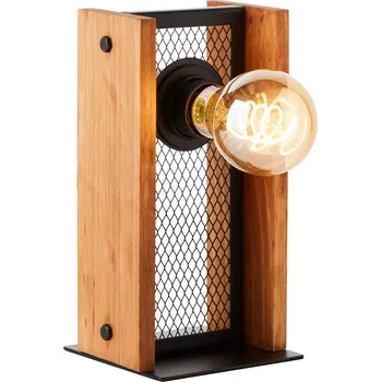 Lampička Brilliant 93121/76 CALANDRA - Dřevěná lampa na stůl, 1 x E27, 24cm (Stolní dřevěná lampička s vypínačem na kabelu)